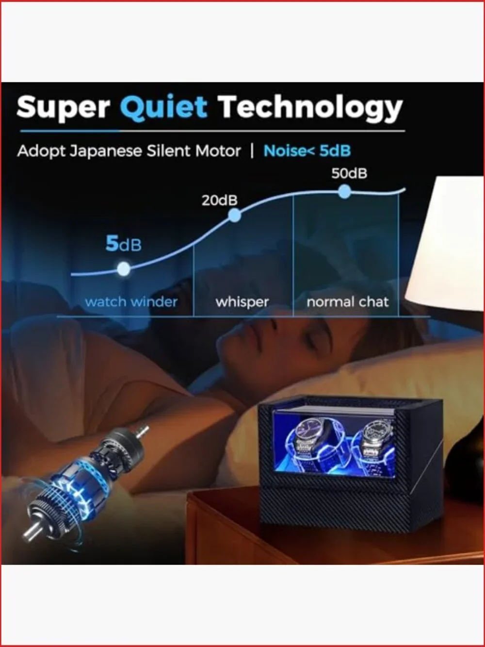 Double Watch Winder with Ultra-Silent Japanese Motor, 4 Modes